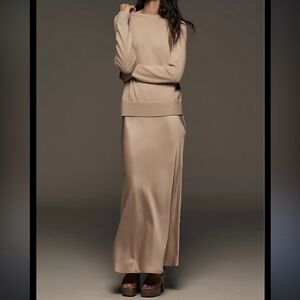 ASTR The Label Helene Long-Sleeve Twofer Maxi Dress Tan NEW Size Small Tan